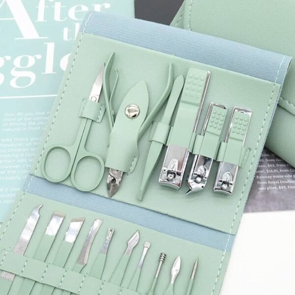 Professional 16 Pcs Manicure & Pedicure Set – Stainless Steel Nail Cutter Tools with Travel Case