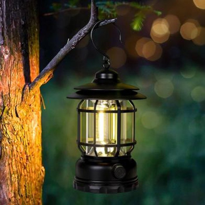 Retro Portable Camping Lamp – Vintage Rechargeable LED Lantern - Image 1
