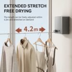 Wall Mount Clothesline Adjustable Retracting Stainless Steel Wire Indoor Outdoor Laundry Clothes Drying Line - Image 3